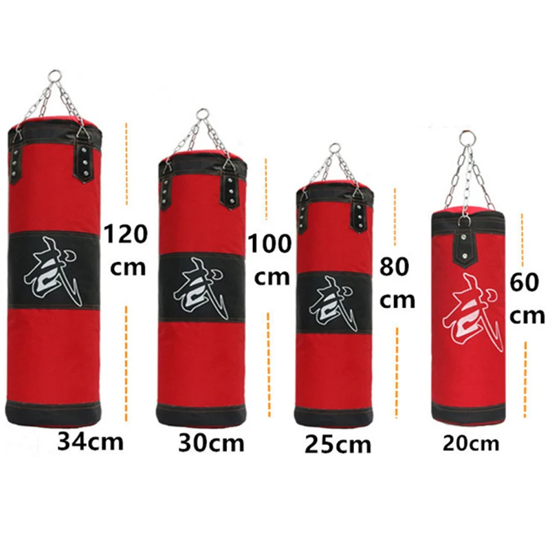 60cm 80cm 100cm 120cm Empty Boxing Punching Bag Hanging Kick Sandbag Boxing Training Fight Karate Sandbag with Wrist Guard Glove