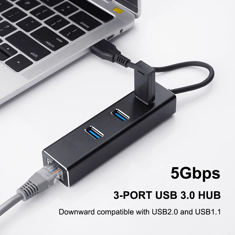 USB C Hub 3.0 3 Port Type C RJ45 Hub Splitter 10/100/1000M Ethernet Adapter Network Card Lan For Macbook Pro Air Accessories