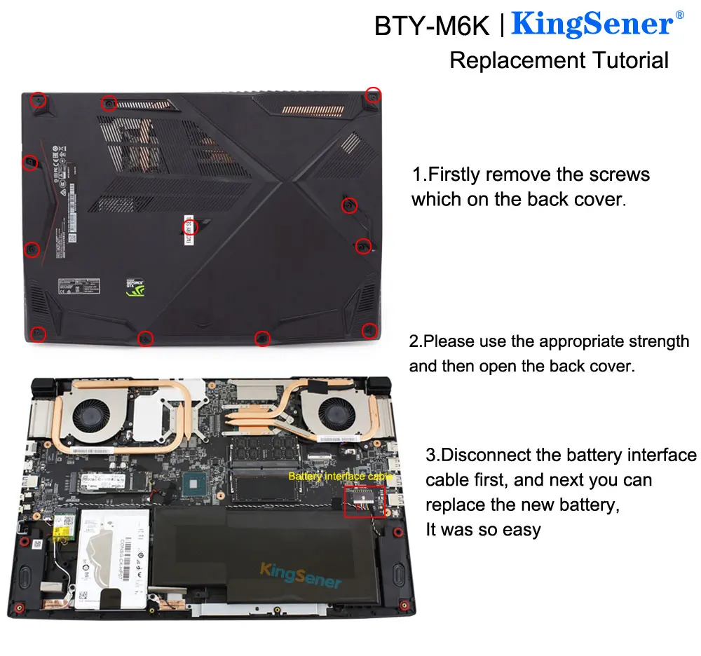 KingSener BTY-M6K batterie d'ordinateur portable pour gelée MS-17B4 MS-16K3 GF63 mince 8RD 8RC GF75 mince 3RD 8RC 9SC GF65 mince 9SE/SX mince 10SDR