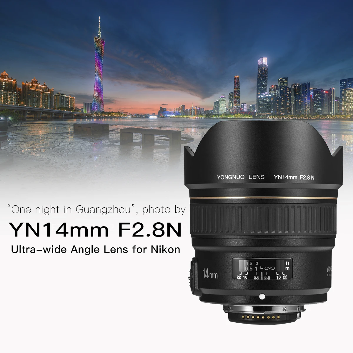 Yongnuo YN14mm F2.8 Lens Ultra-Wide Angle Prime Auto Focus AF MF Metal Mount for Nikon D5300 D3400 D3100 D850