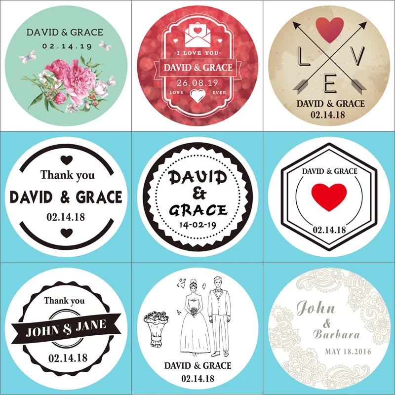 100PCS Candy Gift Box Label Birthday Logo Photo Personalized Wedding Gift Cake Bottle Invitation 3-10cm