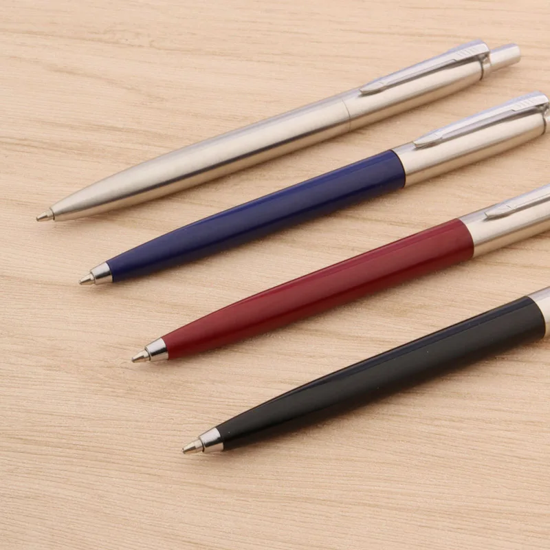 luxury quality 07 metal Ballpoint Pen stainless steel color Press signature pen ball point pen Stationery Office Supplies new