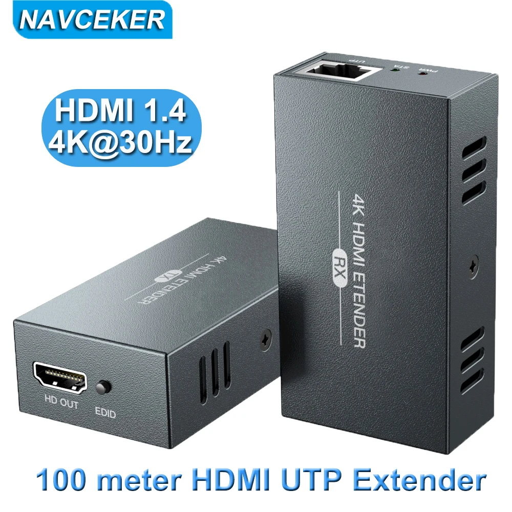 Navceker HDMI Extender Loop Out 4K 1080P HDMI Extender 50m No Loss RJ45 to HDMI Extender Transmitter Receiver over Cat5e/Cat6