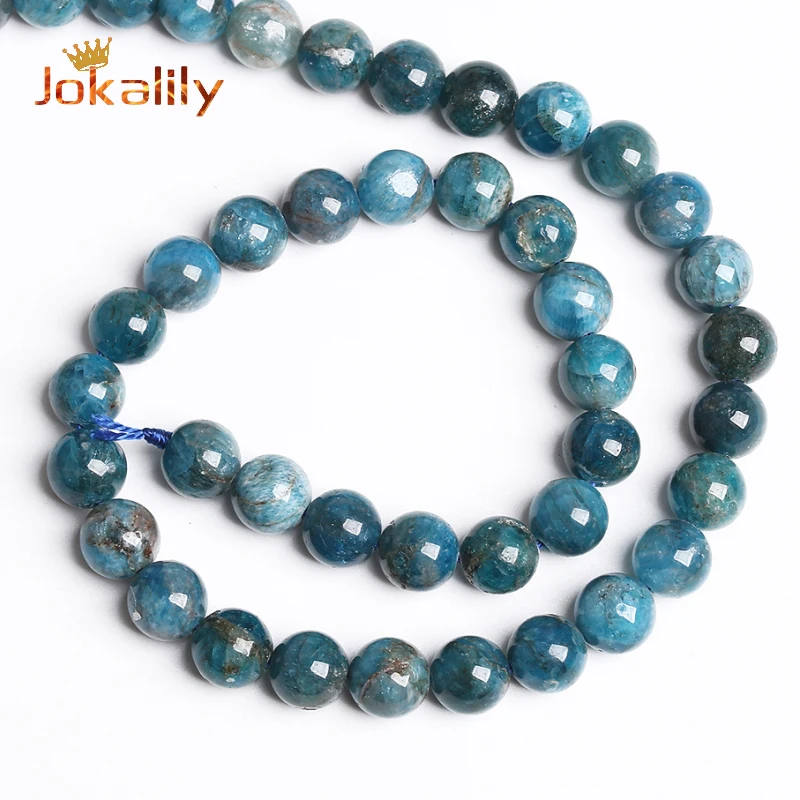 A+ Natural Blue Apatite Stone Round Beads For Jewelry Making Loose Spacer Beads DIY Bracelets Necklace Accessories 4 6 8 10 12mm