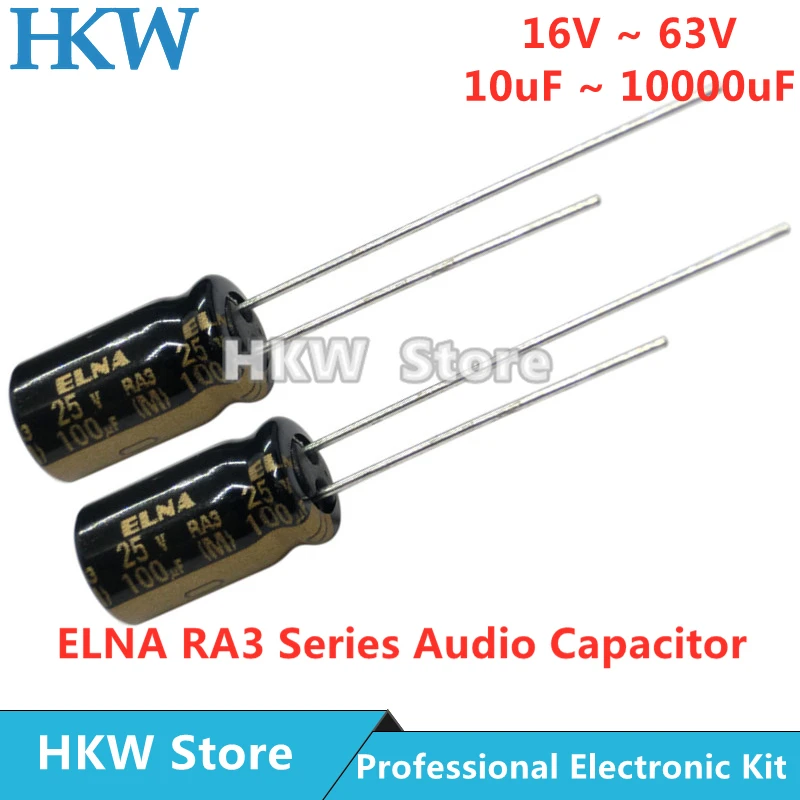 Kondensatory audio HiFi serii ELNA RA3 16V 25V 50V 63V 10uF 22uF 47uF 100uF 220uF 470uF 1000uF 2200uF 3300uF 10000uF Oryginalne 20% tolerancja