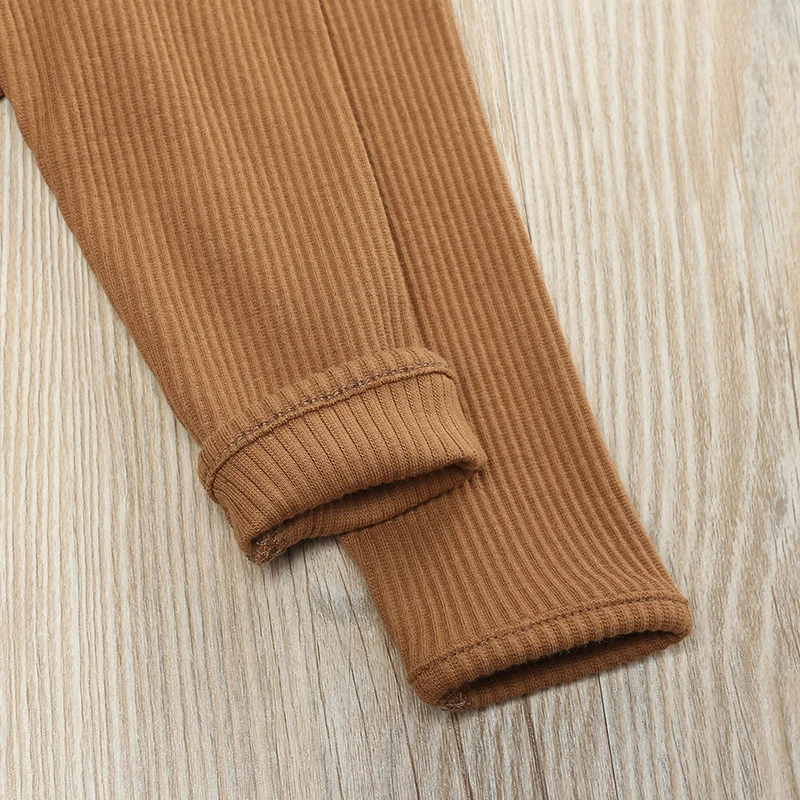 2-teiliges Set aus geripptem Strick für Jungen und Mädchen, Kinder-Pyjamas, Pullover+Hose, Baumwollkleidung, lange Schlafkleidung, Trainingsanzug – Detail 13