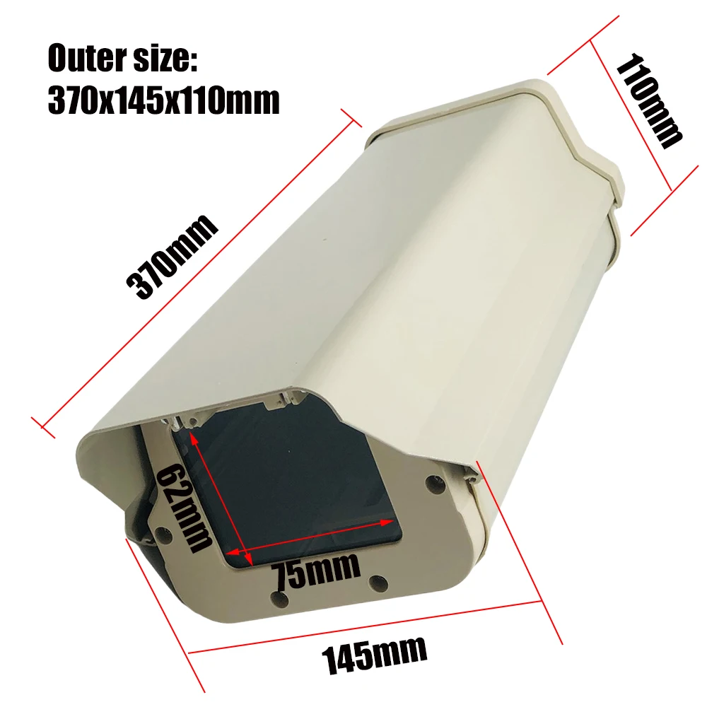 12 Inch Surveillance CCTV Camera Housing Shell Back Flip & Lock Waterproof IP66 Aluminum Outdoor Enclosure Casing 370x145x110m