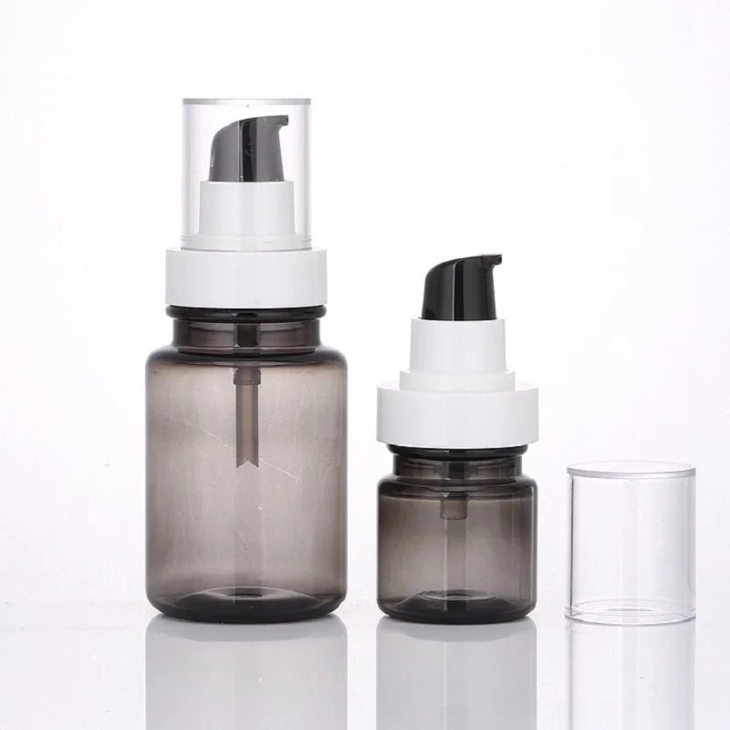 40/60/120ML Lotion Pump Bottle Black Translucent Plastic Skincare Cream Liquid Serum Cosmetic Dispenser Essential Oil Bottles