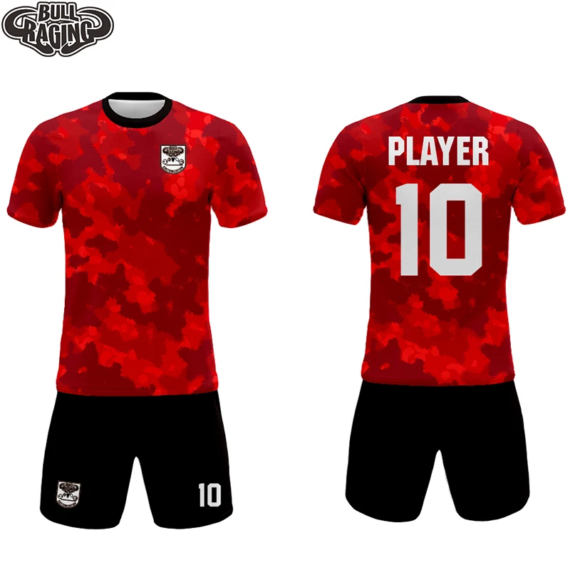 

Create Your Own Football outfit kids Red Camo Design Fully Sublimation Custom Football Uniforms