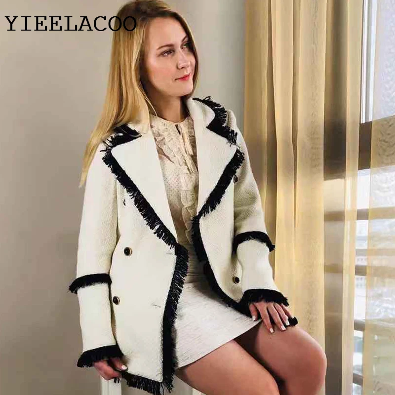 Off-white coat spring / autumn / winter women's Coat lapel long sleeve Business ladies one piece jacket coat