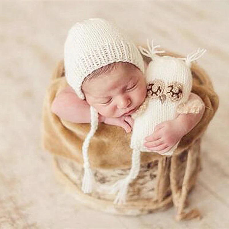 

Newborn Baby Photo Props Infant Crochet Doll Hats Set Cute Baby Girl Cap Knitted Boy Hat Newborn Photography Props Accessories