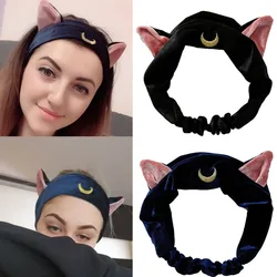 Anime Luna Artemis Cat Ears Headband Headwear Cosplay Props Cute Face Washing Makeup Tool Hair Band Accessories