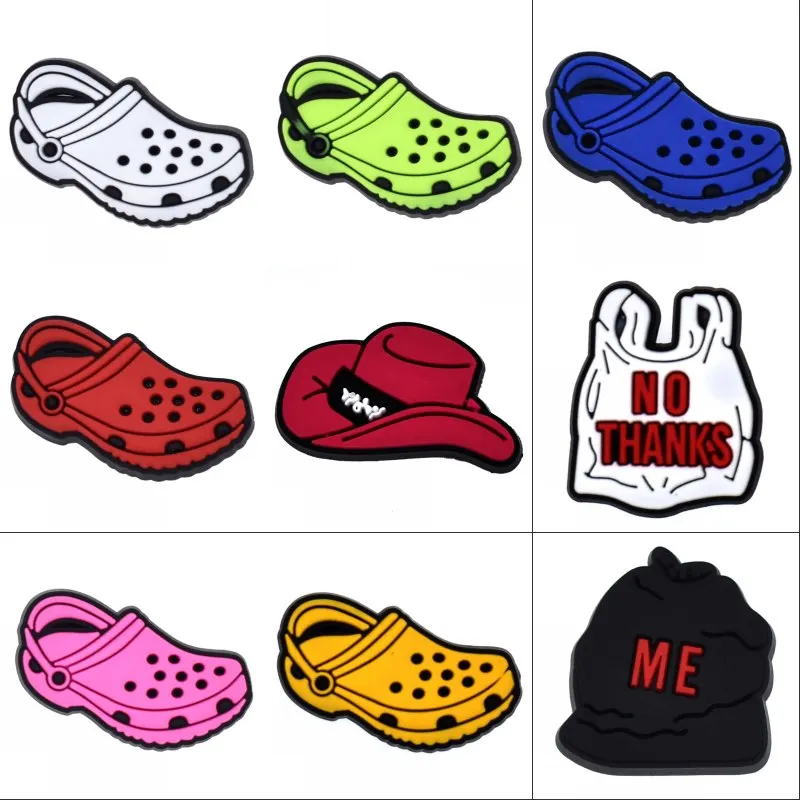 10 Pcs Popular Mini Fake Shoes Hole Sandals Decorations Cowboy Cap Vest Wristbands Charms