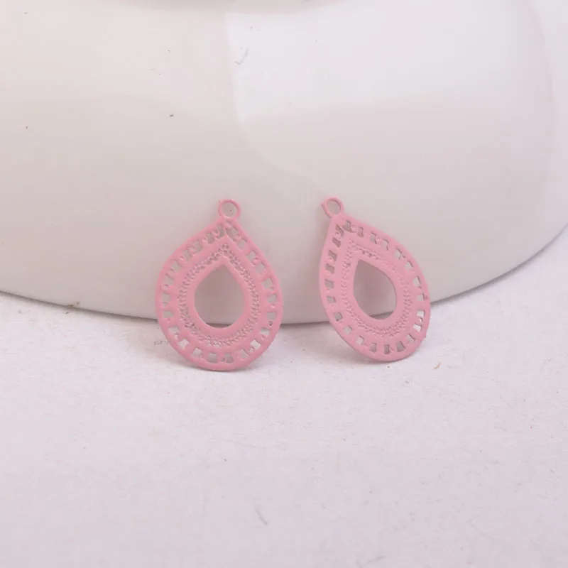 100 Stück AC10569 12*16mm Messing-Filigran-Anhänger in Roségold- und Silberfarbe, kleiner Wasserzeichen-Anhänger, DIY-Schmuckzubehör – Detail 9