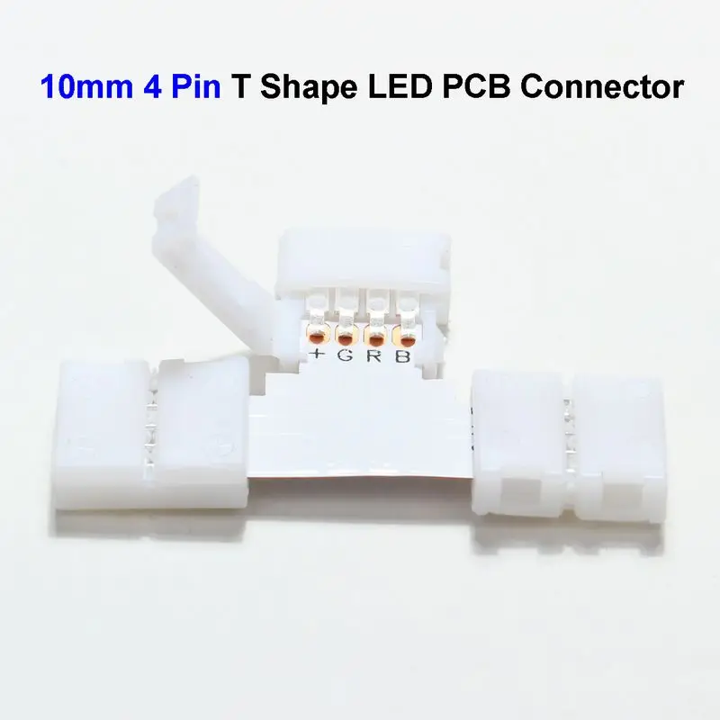 200pcs 10mm 4 Pin L Shape 5050 LED Strip PCB Connector Adapter For SMD 5050 3528 RGB LED Strip No Soldering