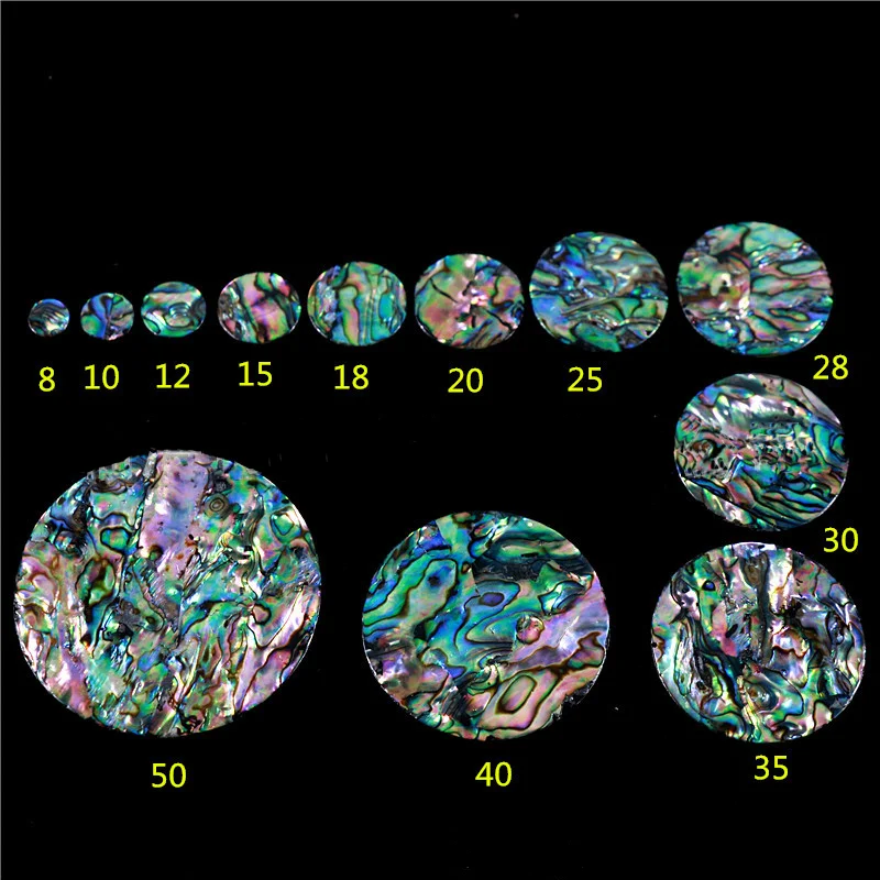 20pcs/lot 8mm-45mm Single Face Round Disk Abalone Mother Of Pearl Shell