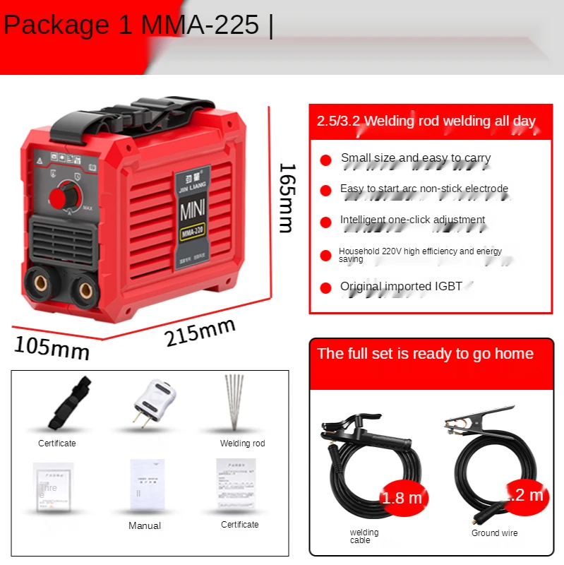 Imagem -03 - Máquina de Solda Elétrica do Agregado Familiar Mini Mma225 Inversor Portátil 220v Pequena Máquina de Solda Industrial