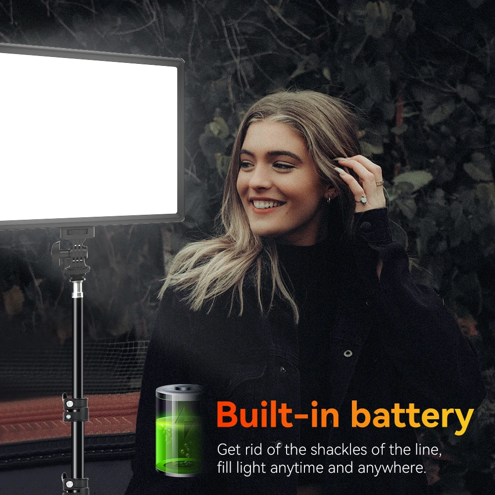 三脚付きポータブルLEDビデオライト,調光可能ランプ,3つのライトパネル,超薄型,写真撮影,ライブYouTubeビデオ用