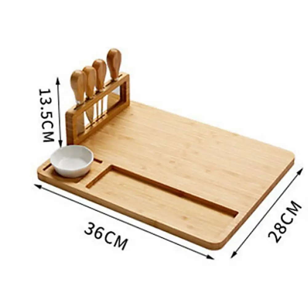 

Bamboo Cheese Board Slicer Knife Fork Scoop Cut Non-stick Wood Serving Charcuterie Board for Kitchen Cooking Tools Dinner Plate