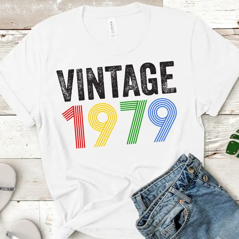 Vintage 1979 43nd Birthday Gift All Original Parts Party Birthday   Classic Funny Graphic 100%Cotton Women Plus Size O Neck y2k