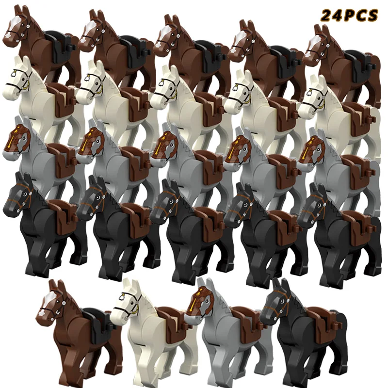 24 pcs/ Medieval Knight Horse Military Horse Set Ride Set Character Brick Gift Children\'s Toys