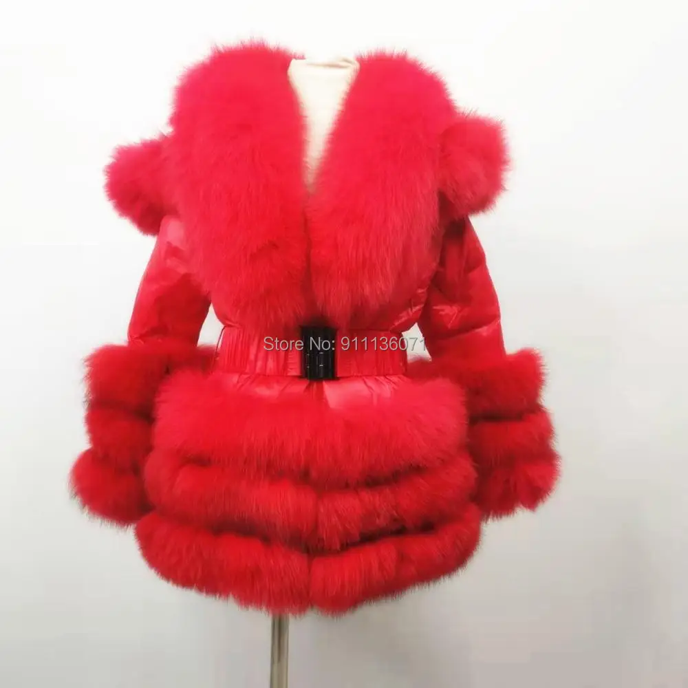 Custom D39  Woman And Children Size Down Jacket 3 Rows Fur Puffer Coat With Detached Hood And Sleeves