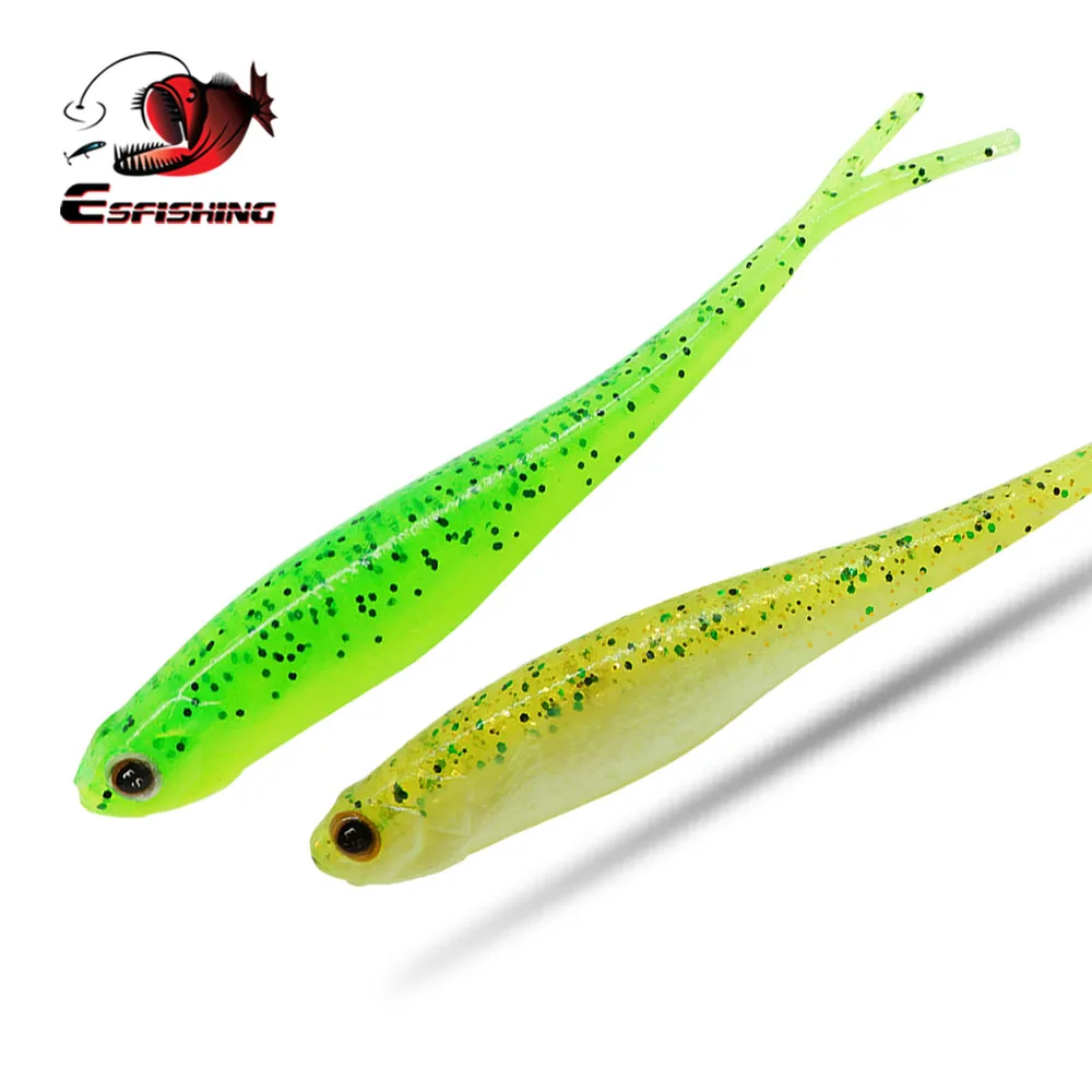 ESFISHING Real Shad 130mm Pesca Artificial Silicone Soft Bait Fork Tail Inject Salts Minnow Jigging Fishing Lures