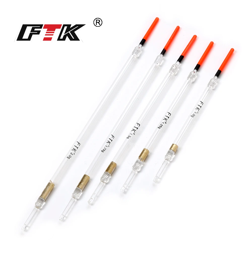 FTK 10PCS/Lot Nylon Plastic Float 1.0g/1.25g/1.5g/1.75g/2.0g Crystal Plastic Fishing Floats Tube Set Fishing Tackle