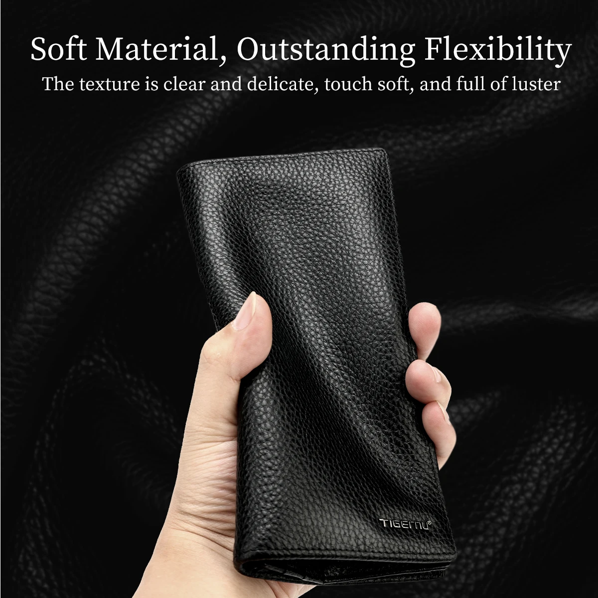 Lifetime Warranty Luxury Men\'s Wallet 100% Genuine Leather Men Wallet Long Male Slim Leather Men Purse Card Holder Wallet Pocket