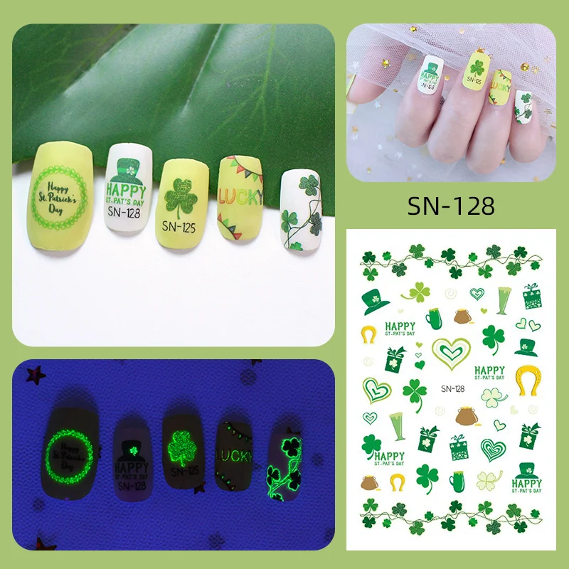 Autocollants et décalcomanies pour ongles, motif floral, arbre vert, saint kk, DIY, 1 pièce