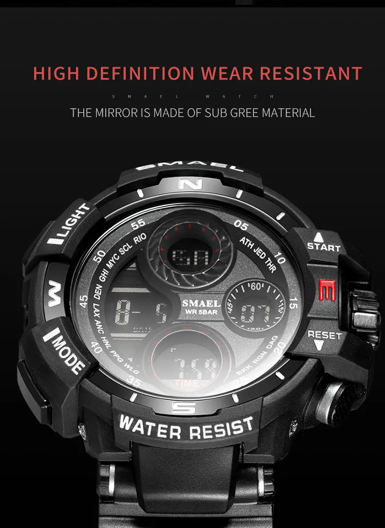 Men\'s Watches SMAEL Waterproof Watch Outdoor Sports Clock For Male Stopwatch Digital Quartz Wristwatches 8022 reloj hombre Watch