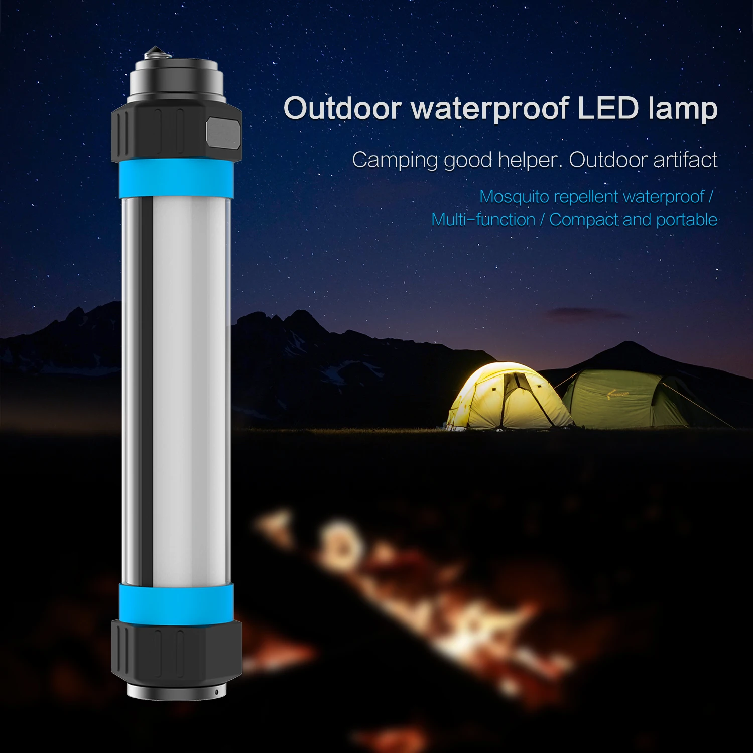 Outdoor IP68 Waterproof Insect-repelling Camping Lamp Emergency Warning Light and 5200mAh Portable Power Bank for Smart Phone