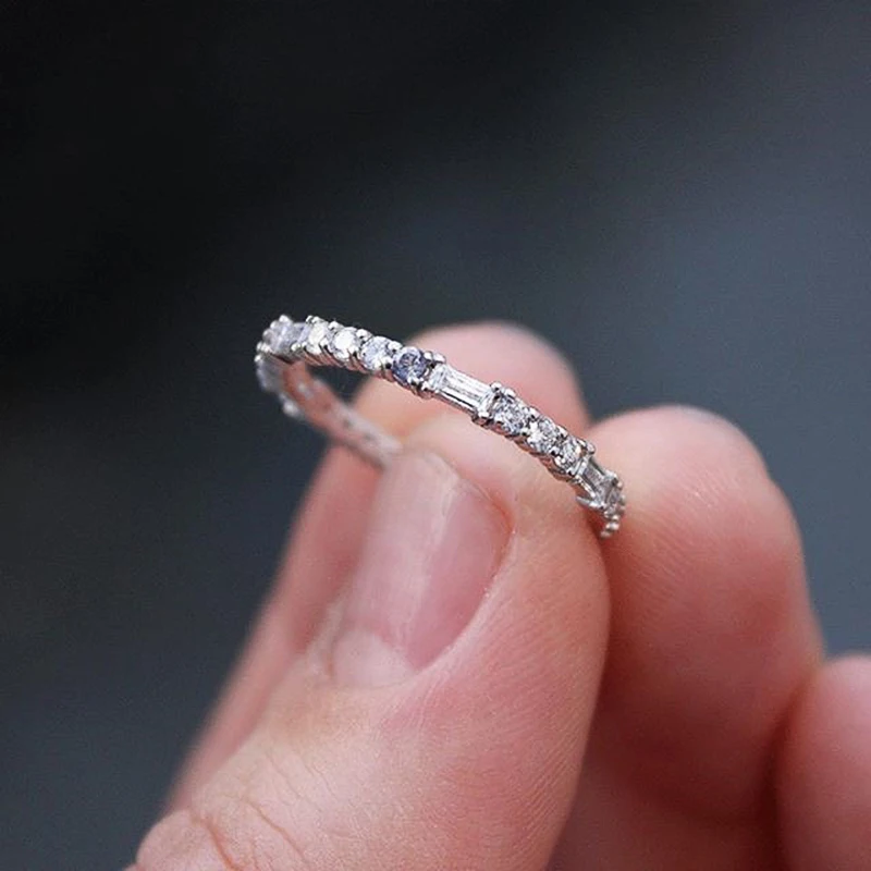Huitan Fashion Women-Midi-Rings Geometric Cubic Zirconia Design Versatile Stylish Female Rings Simple Accessories Trendy Jewelry