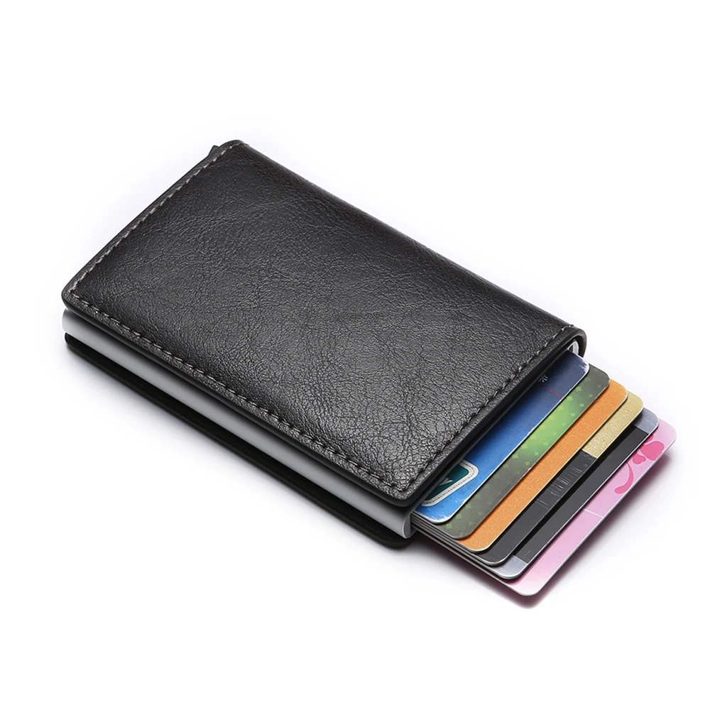 RFID Blocking Card Holder Carbon Fiber Men Wallet Leather Business Bank Credit Card Case Cardholder Protection Slim Creditcard