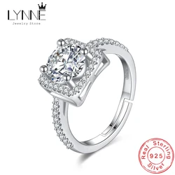 LYNNE Jewelry New Fine AAA Zircon Prom Rings 925 Sterling Silver Open Adjustable Square CZ Ring Women Fashion Anniversary Gift