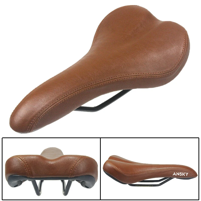 Bicycle Saddle Vintage Bike Seat Cycling Saddle Retro Custion Road Bike MTB Saddle Classic PU Leather Brown Bike Seat Bike Parts