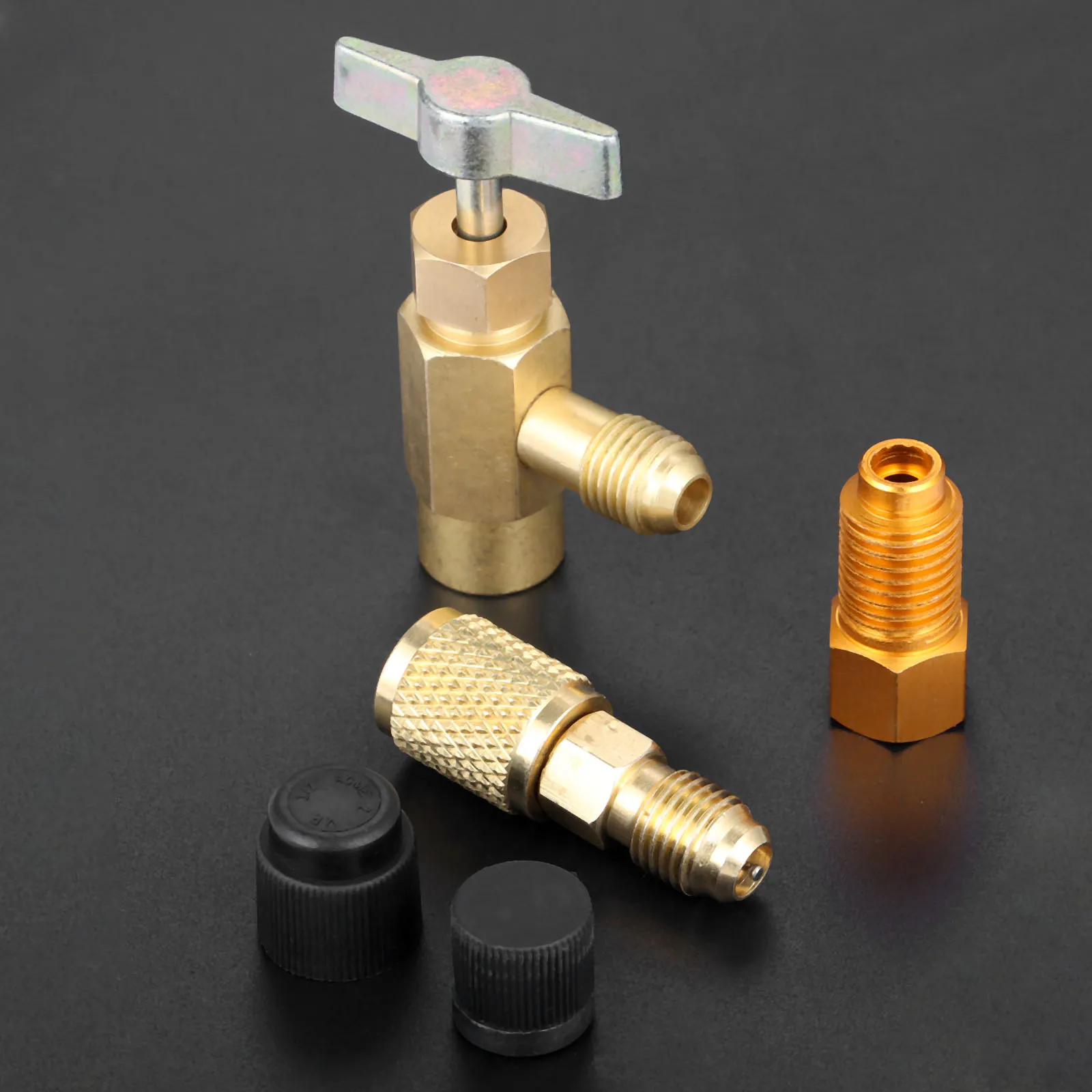 5 sztuk R1234yf czynnik chłodniczy może dotknij 1/2 "ACME LH kobieta 1/4" SAE mężczyzna AC otwieracz do butelek zawór narzędzie zawór — zdjęcie 6