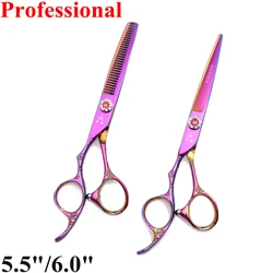 5.5 6.0 Barber Scissors Left Handed Professional Hair Scissors 440C Japan Hairdressing Scissor Thinning Shears Hairdresser 8002#