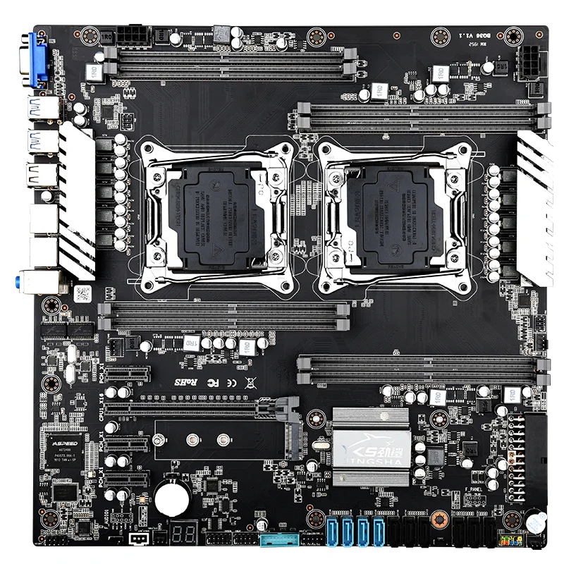 JINGSHA X99 dual motherboard with dual CPU M.2 NVME slot support PCI-E 3.0 DDR4 2133 2400MHz LGA2011-3 E5 V3/V4 gaming board