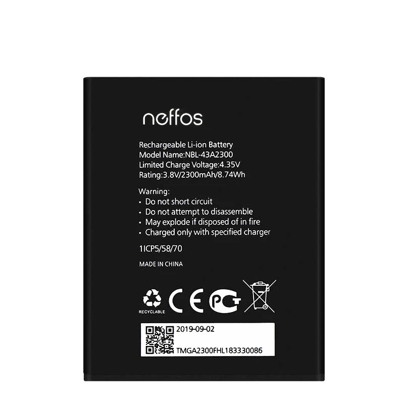 새로운 원래 2300mAh NBL-43A2300 배터리 TP-link Neffos C5s TP704A TP704C C5A TP703A 휴대 전화