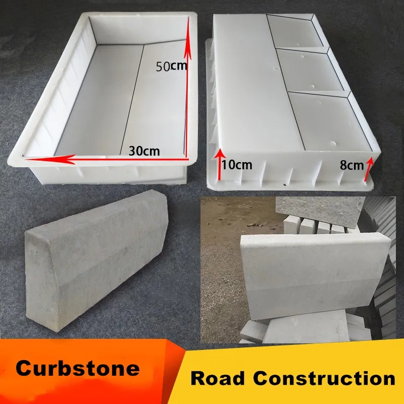 Mocna plastikowa forma krawężnika, kamienna forma chodnika przy drodze, pobocze autostrady, mocne kości, masowa konstrukcja