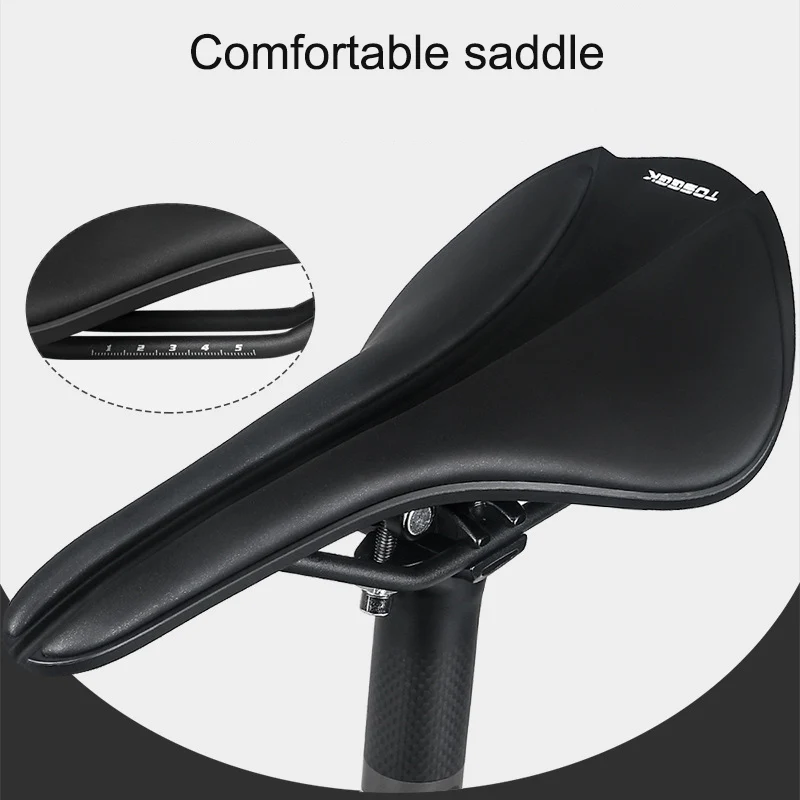 Toseek Bicycle Saddle Double Steel Rail Mountain Bike Saddle Racing Hollow Seat Reducing Drag Shock Absorption  Bicycle Parts