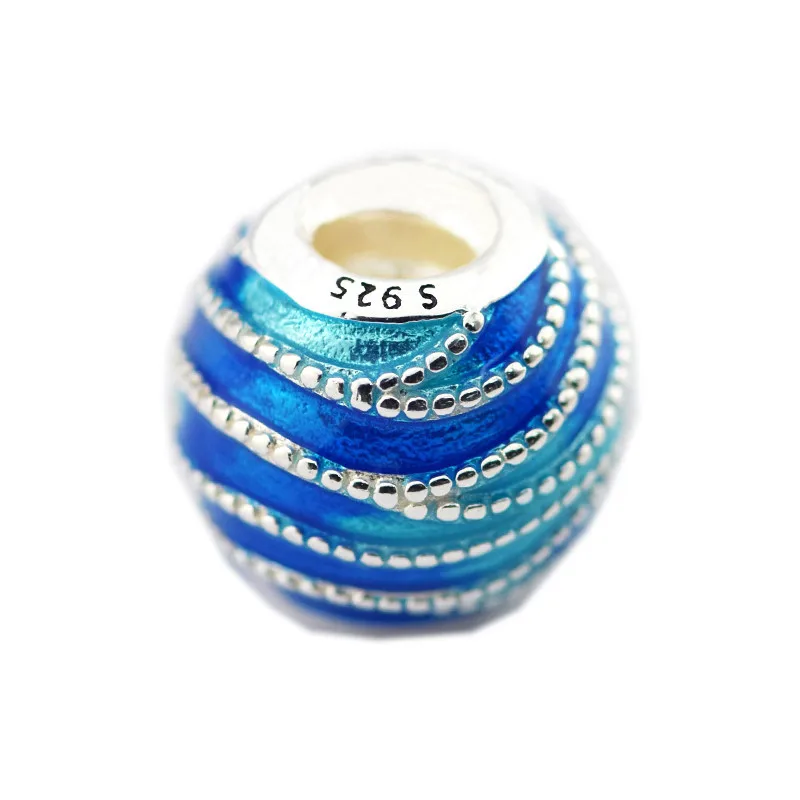 Blue Swirls Mixed Enamel Charm Beads for Jewelry Making Women 925 Sterling Silver Beads for Charms Bracelets Jewelry DIY Gifts