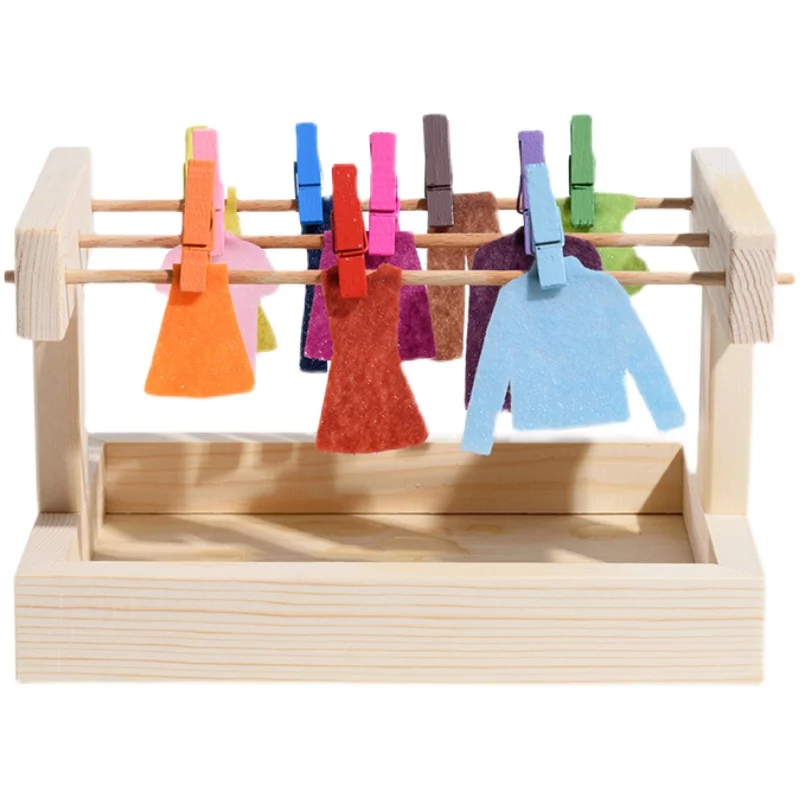 Educational Learning Toys for Kids Pretend Game Motessori Life Practical Activities Laundry Dry Clothes Fine Motor Skill Work