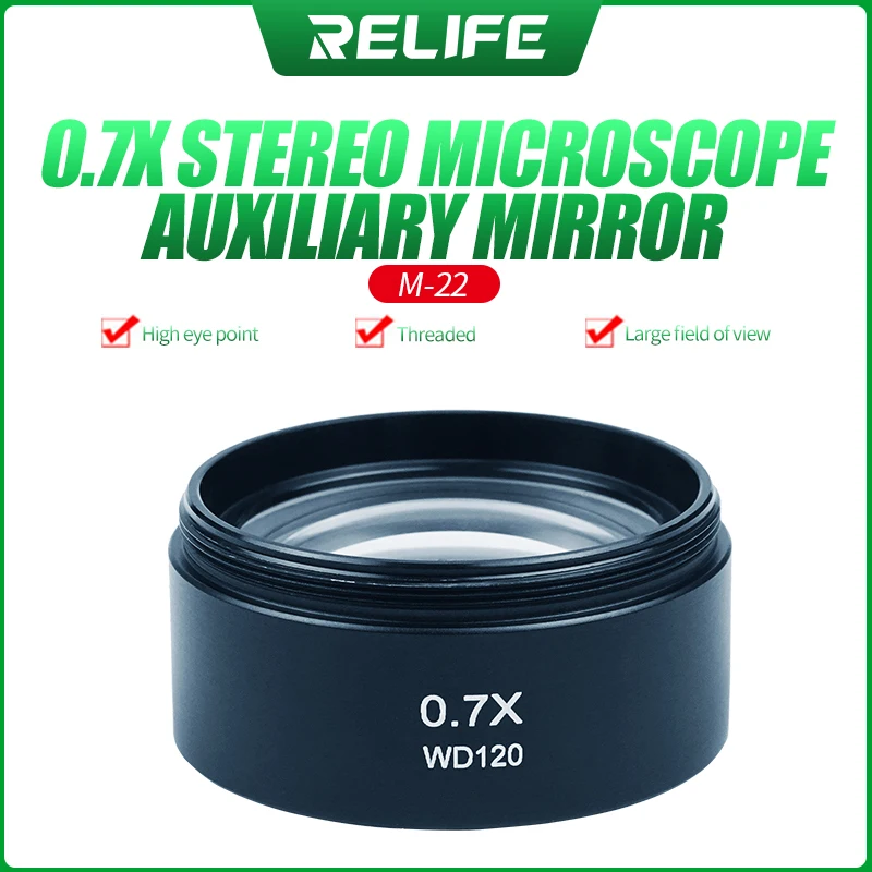 RELIFE 0.5X 0.7X Trinocular Stereo Microscope Auxiliary Lens Objective Glass Lens for Microscope Parts accessory Barlow Lens images - 6