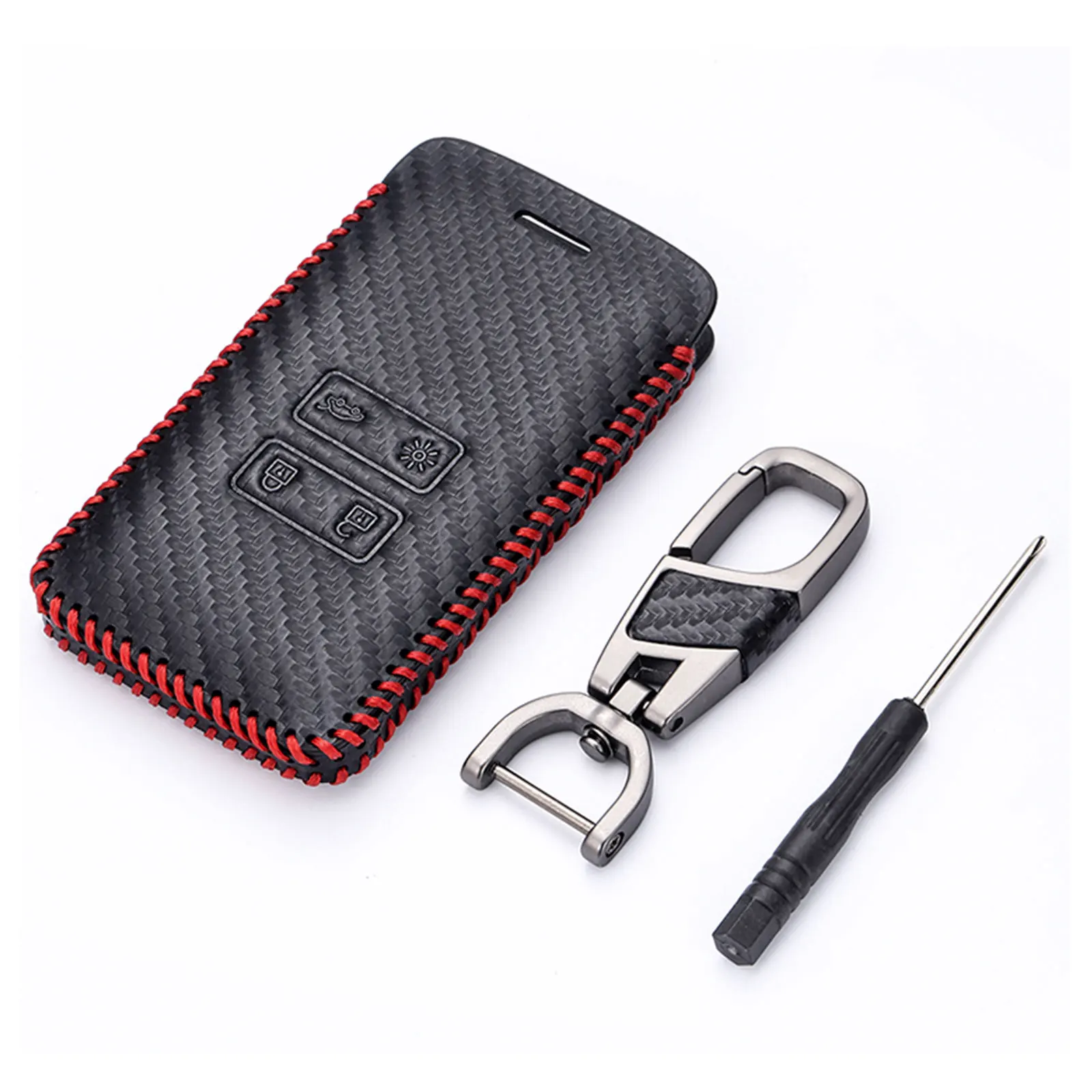 Leather Key Fob Cover Case Holder For Renault Talisman Captur Espace Clio Megane Koleos Scenic 4 Card Remote Carbon Fiber Style