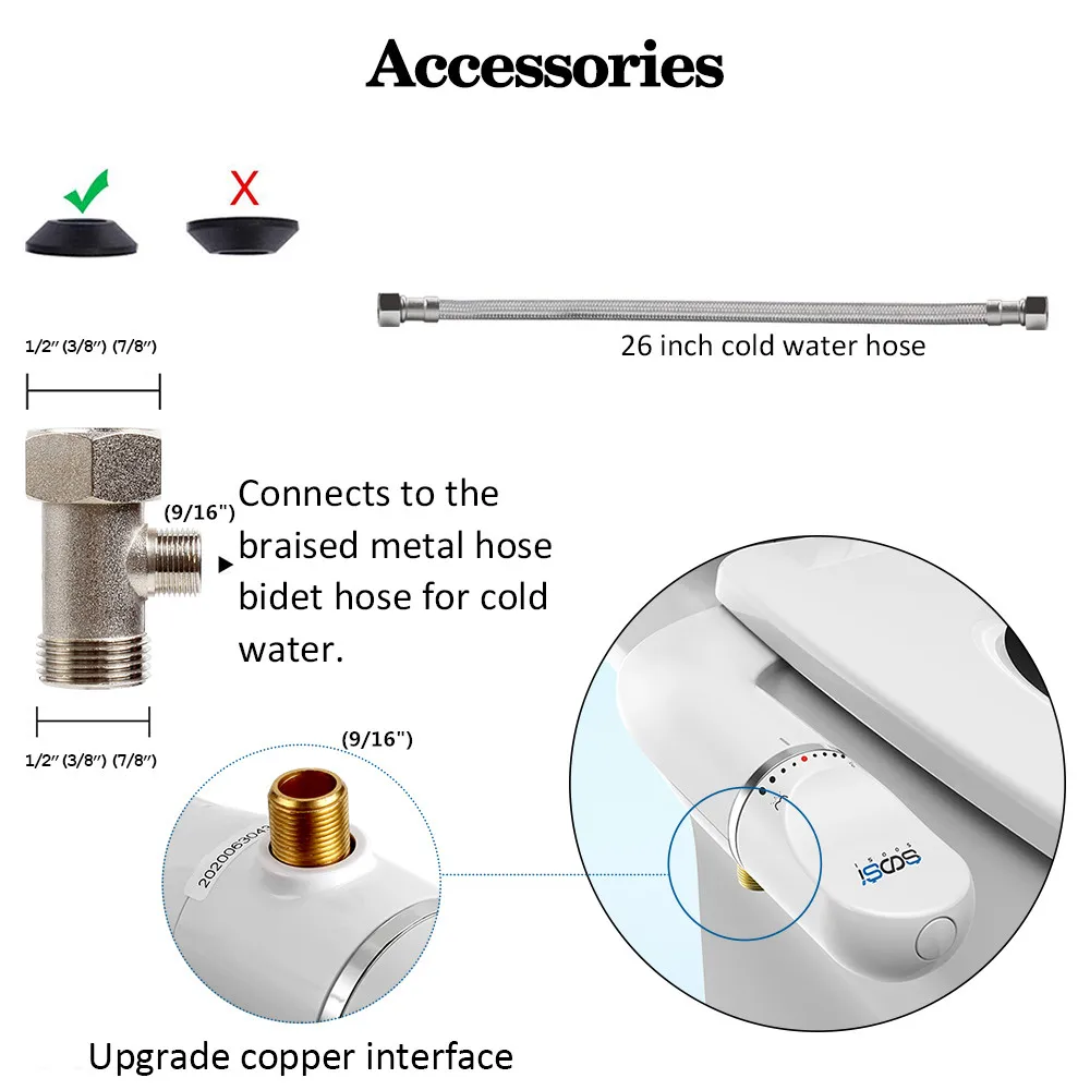 Soosi Ultra-Slim Simple Twist-knob Bidet Attachment For Toilet Double Nozzle Female Special Adjust Water Pressure Ass Clean