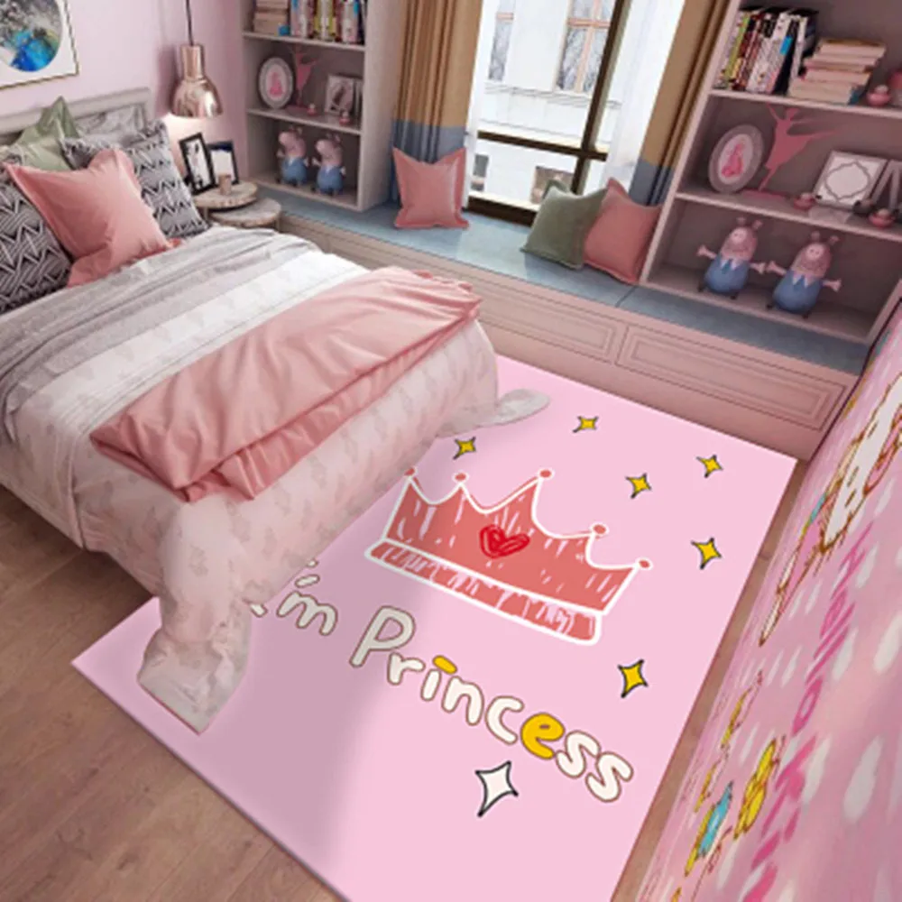 

Baby Crawl Mat Princess Pink Crown Pattern 3D Carpet Child Bedroom Game Gym Play Rugs Kids Room Decor Soft Carpets Children Gift