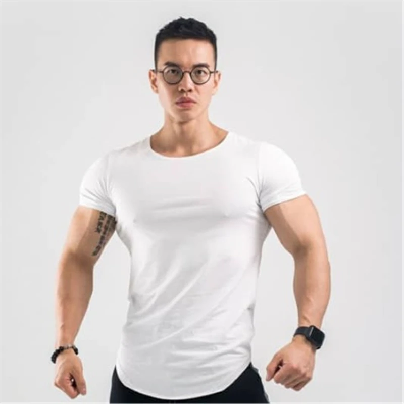 Men Cotton Short sleeve Gym Muscle movement Skinny New Summer Fitness Bodybuilding Male Casual O-Neck Tee shirt Tops Clothing