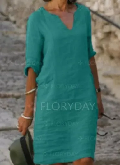 NONE Solid Mini Dress Linen Blend 10
